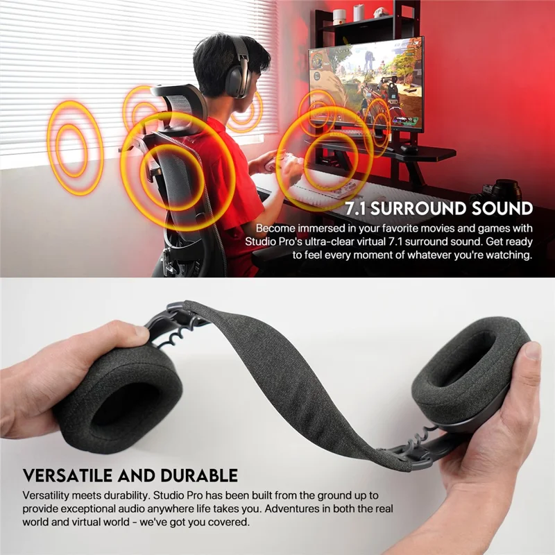 TEEVO Studio Pro WHG03P Over-Ear Headphone Bluetooth-Compatible / Wireless / Wired Foldable Low Latency Headset - Grey