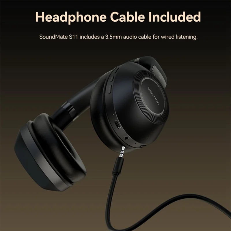 VENTION NBBB0 Soundmate S11 Wireless Headphones BT On-Ear Headset with Microphone for Home / Office