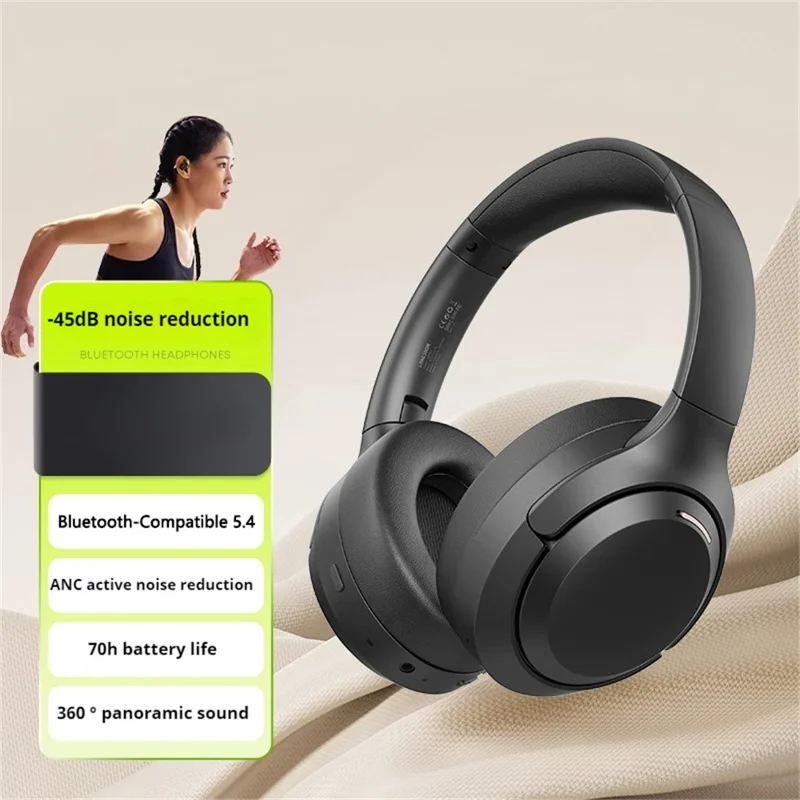 LANGSDOM HBN07 Casque sans fil ANC Réduction Active du Bruit Son Stéréo Casque Bluetooth - Noir