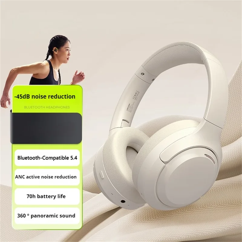LANGSDOM HBN07 Drahtlose Kopfhörer mit ANC Aktiver Geräuschunterdrückung Stereo Sound Bluetooth-kompatibler Kopfhörer - Beige