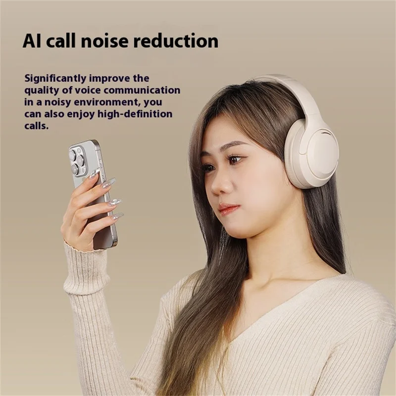 LANGSDOM HBN07 Drahtlose Kopfhörer mit ANC Aktiver Geräuschunterdrückung Stereo Sound Bluetooth-kompatibler Kopfhörer - Beige