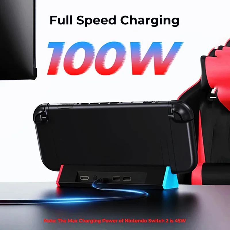 For Nintendo Switch 2 Dock Station HD 2.1 Adapter 4K 120Hz Portable Charging Expansion Hub