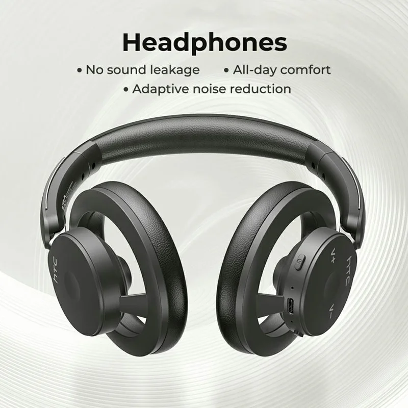 HTC HP06 Wireless Bluetooth-Compatible Headphones ANC Noise Cancelling Low Latency Over-Ear Headset - Black