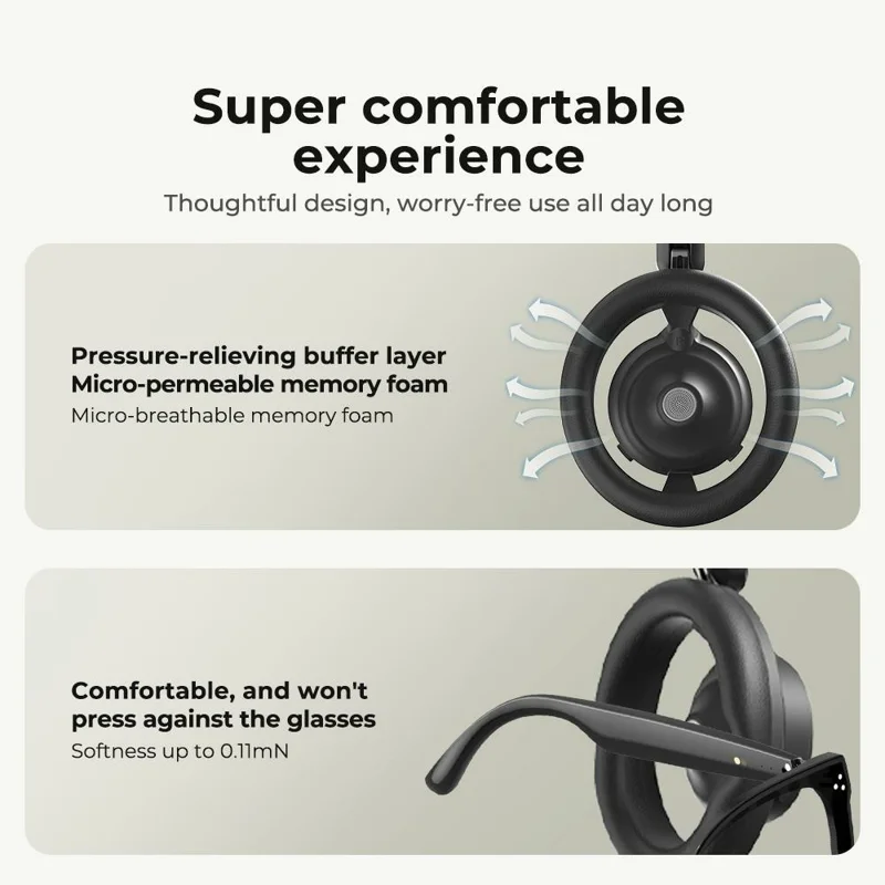 HTC HP06 Wireless Bluetooth-Compatible Headphones ANC Noise Cancelling Low Latency Over-Ear Headset - Black