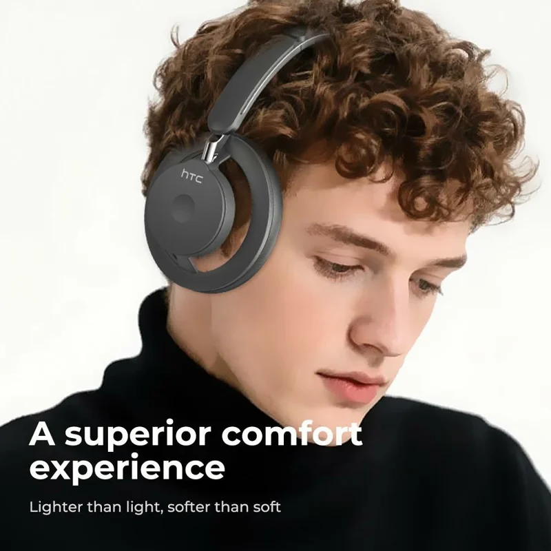 HTC HP06 Wireless Bluetooth-Compatible Headphones ANC Noise Cancelling Low Latency Over-Ear Headset - Black