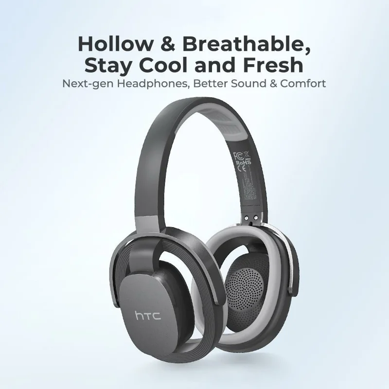 HTC HP07 Bluetooth-Compatible Headphone Low Latency Stereo Phones Computers Gaming Music Headset - Black