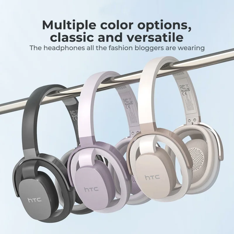 HTC HP07 Bluetooth-Compatible Headphone Low Latency Stereo Phones Computers Gaming Music Headset - Black