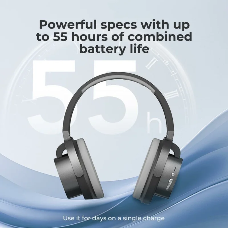 HTC HP07 Bluetooth-Compatible Headphone Low Latency Stereo Phones Computers Gaming Music Headset - Black