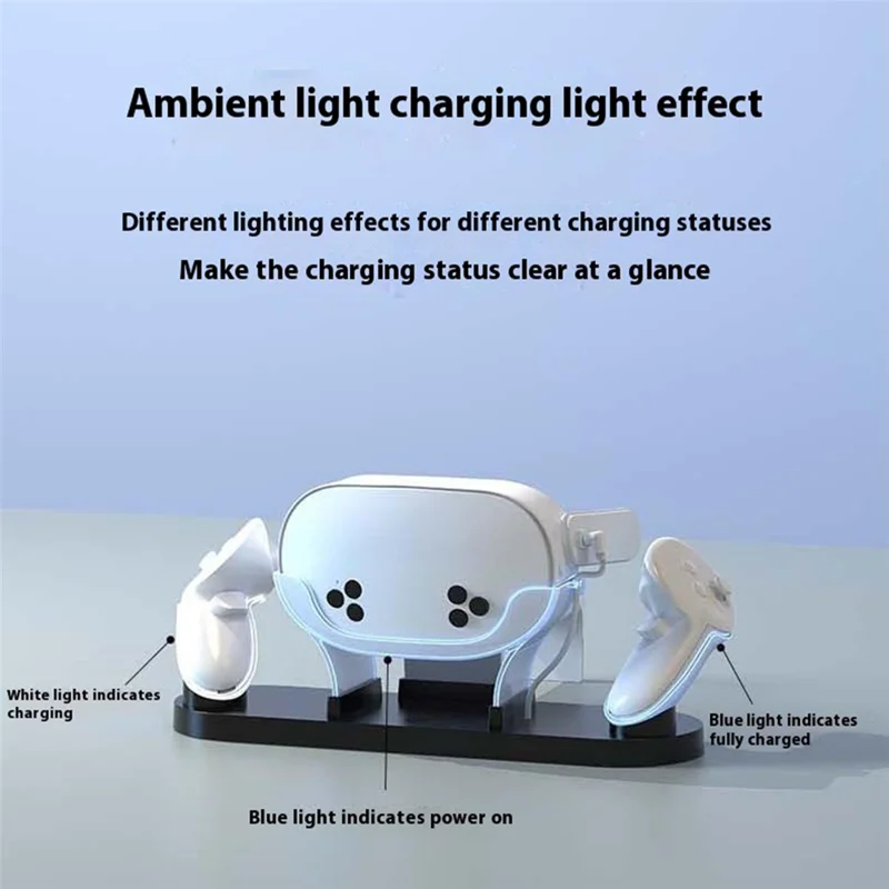 IPLAY HBV-637 For Meta Quest 3S / 3 VR Headset Charging Dock Controller Desktop Charger with LED Light