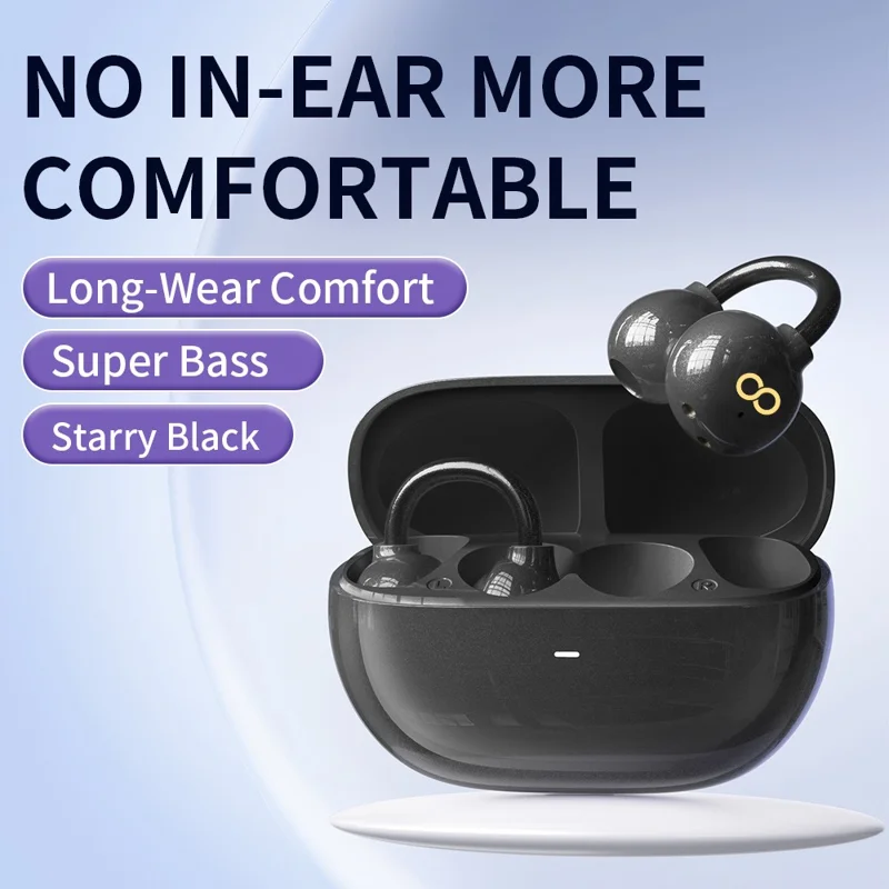TRANYOO T-M5 OWS Bluetooth-compatible Earbuds Super Bass Clip On Wireless Headphones - Black