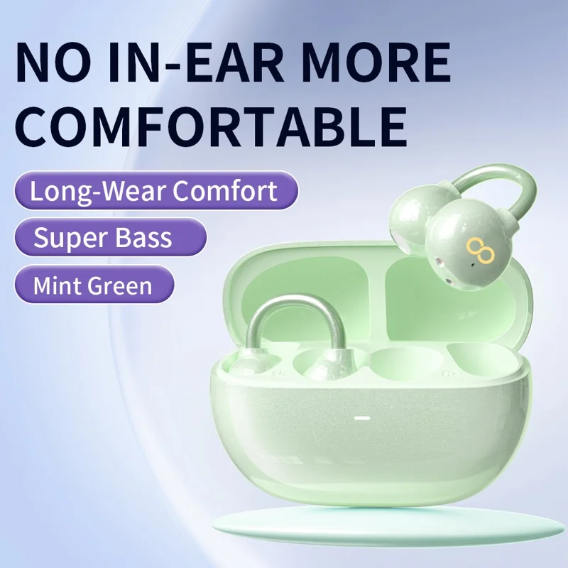 TRANYOO T-M5 OWS Bluetooth-compatible Earbuds Super Bass Clip On Wireless Headphones - Green