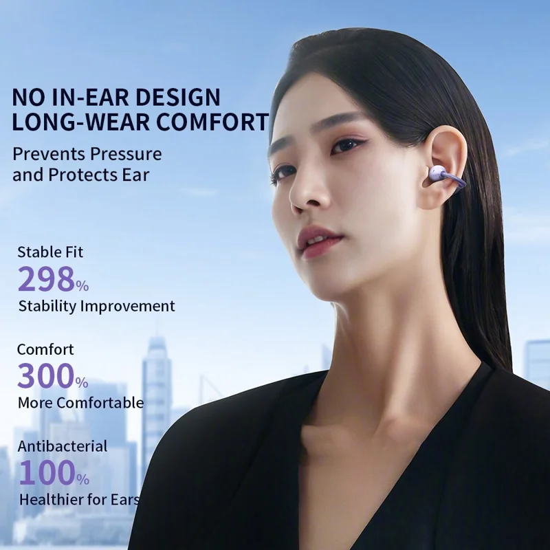 TRANYOO T-M5 OWS Bluetooth-compatible Earbuds Super Bass Clip On Wireless Headphones - Green
