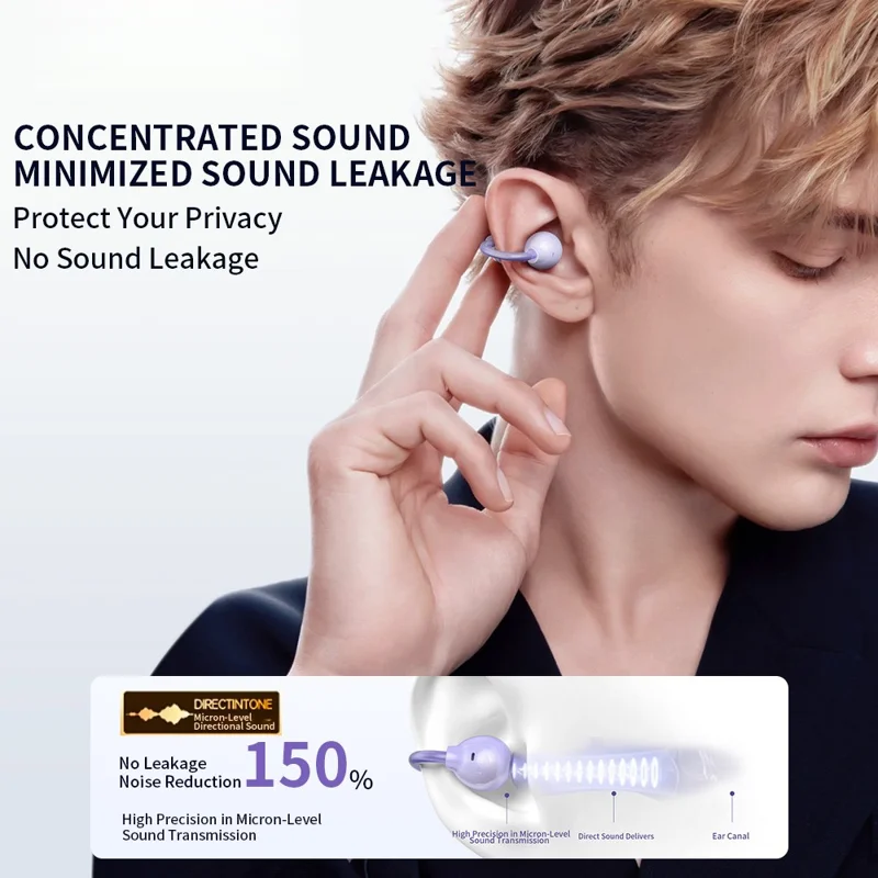 TRANYOO T-M5 OWS Bluetooth-compatible Earbuds Super Bass Clip On Wireless Headphones - Green