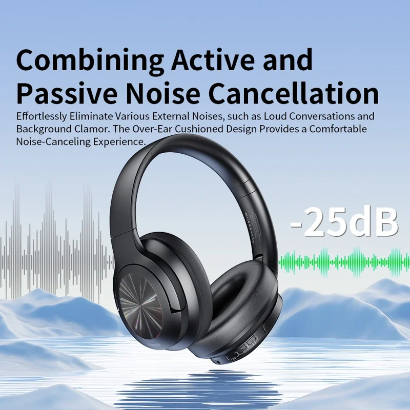 TRANYOO T-H7 ANC Noise Cancelling Bluetooth-Compatible Headphone Over Ear Wireless Headset