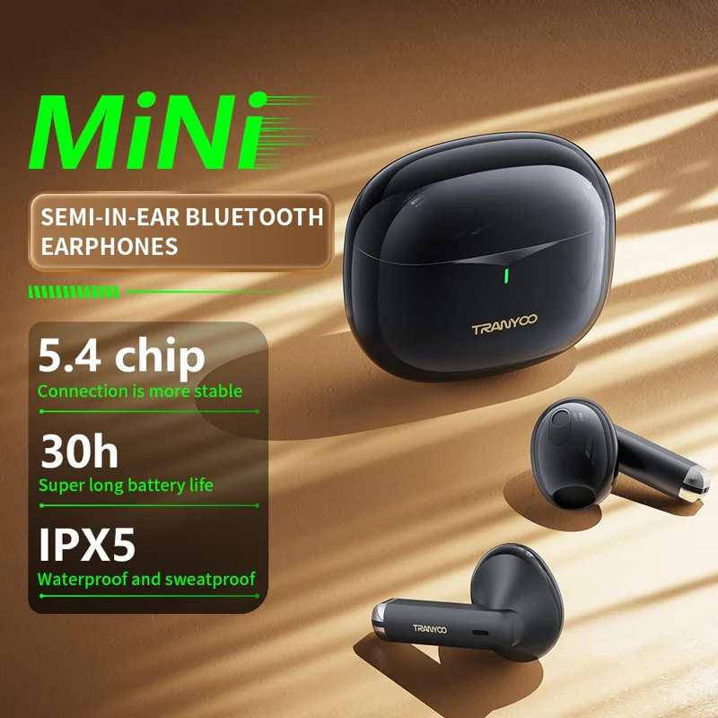 TRANYOO T-M30 Bluetooth-kompatible Kopfhörer Wasserdicht Touch-Steuerung Kabellos Musik Headset - Weiß