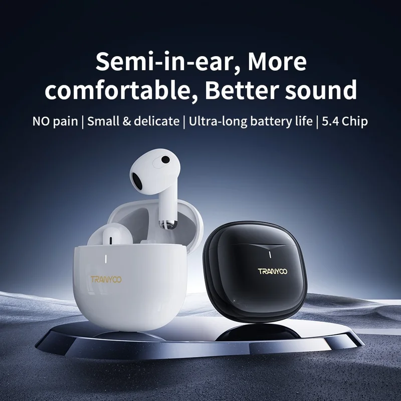 TRANYOO T-M30 Bluetooth-kompatible Kopfhörer Wasserdicht Touch-Steuerung Kabellos Musik Headset - Weiß