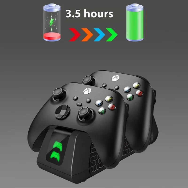Charging Dock for Xbox Series X / S  /  Xbox One S / X  /  Xbox Elite Dual Controller Charger Station with Battery Back Cover - Black