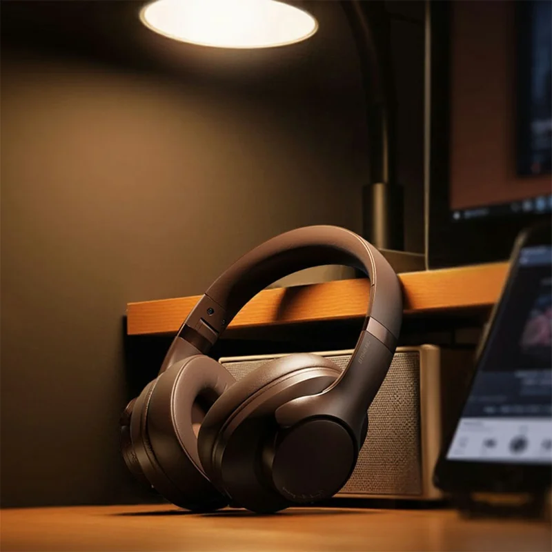 Bt048NC Over-Ear Wireless Headphone ANC Noise Cancelling Bluetooth-Compatible Music Headset - Dark Brown