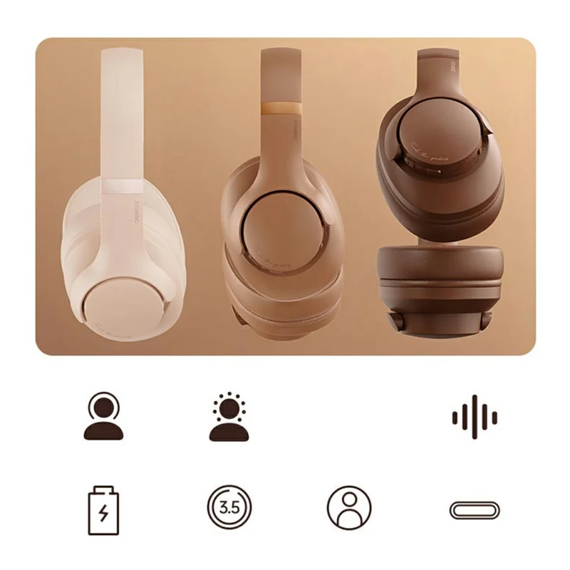 Bt048NC Over-Ear Wireless Headphone ANC Noise Cancelling Bluetooth-Compatible Music Headset - Dark Brown