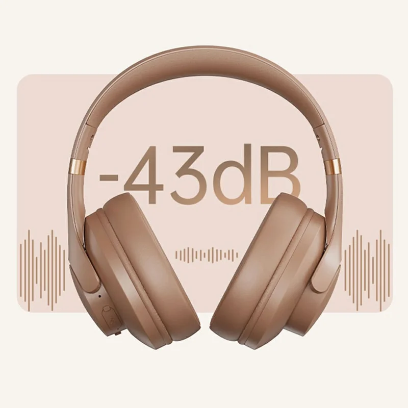 Bt048NC Over-Ear Wireless Headphone ANC Noise Cancelling Bluetooth-Compatible Music Headset - Dark Brown