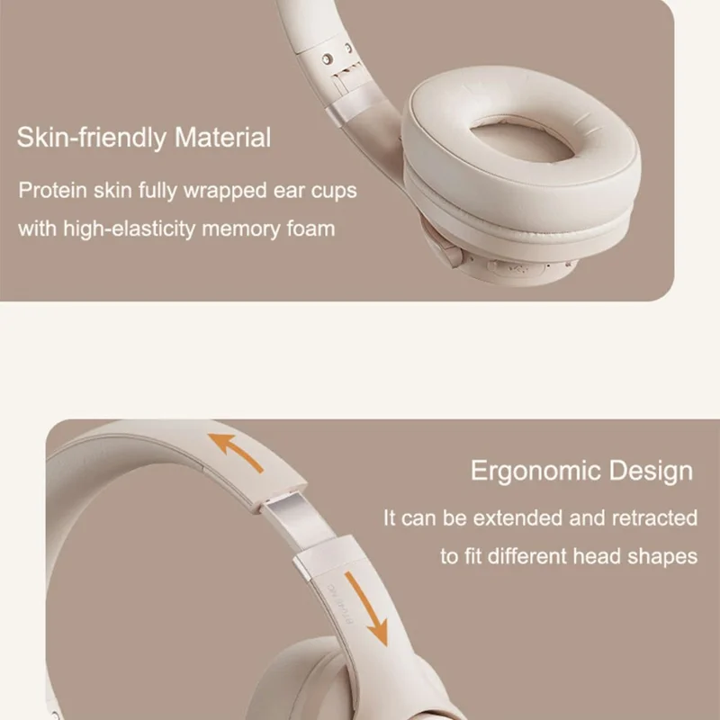 Bt048NC Over-Ear Wireless Headphone ANC Noise Cancelling Bluetooth-Compatible Music Headset - Dark Brown