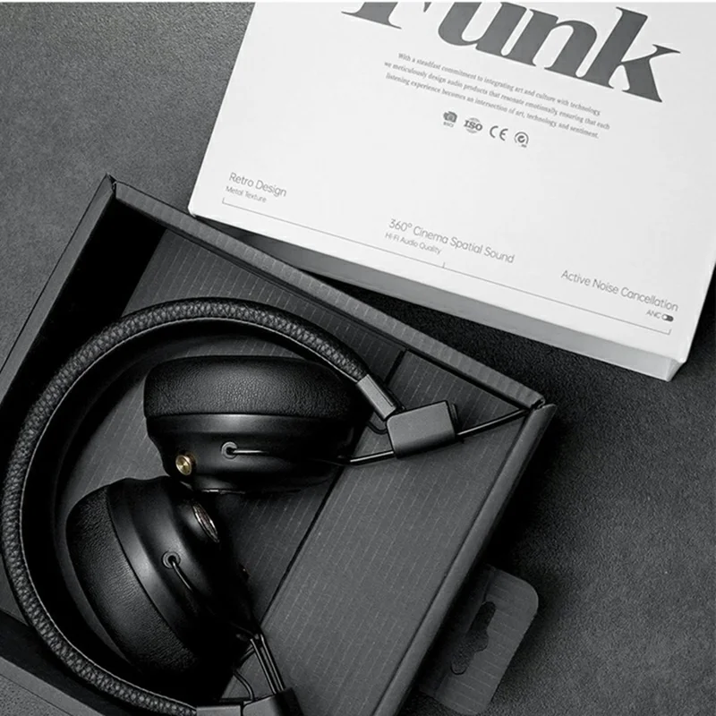 FUNK High Fidelity ANC Bluetooth-Compatible Headphone Surround Sound Headset with AAC Codec and Microphone - Black