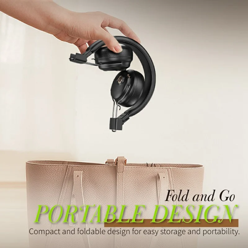 FUNK High Fidelity ANC Bluetooth-Compatible Headphone Surround Sound Headset with AAC Codec and Microphone - Black