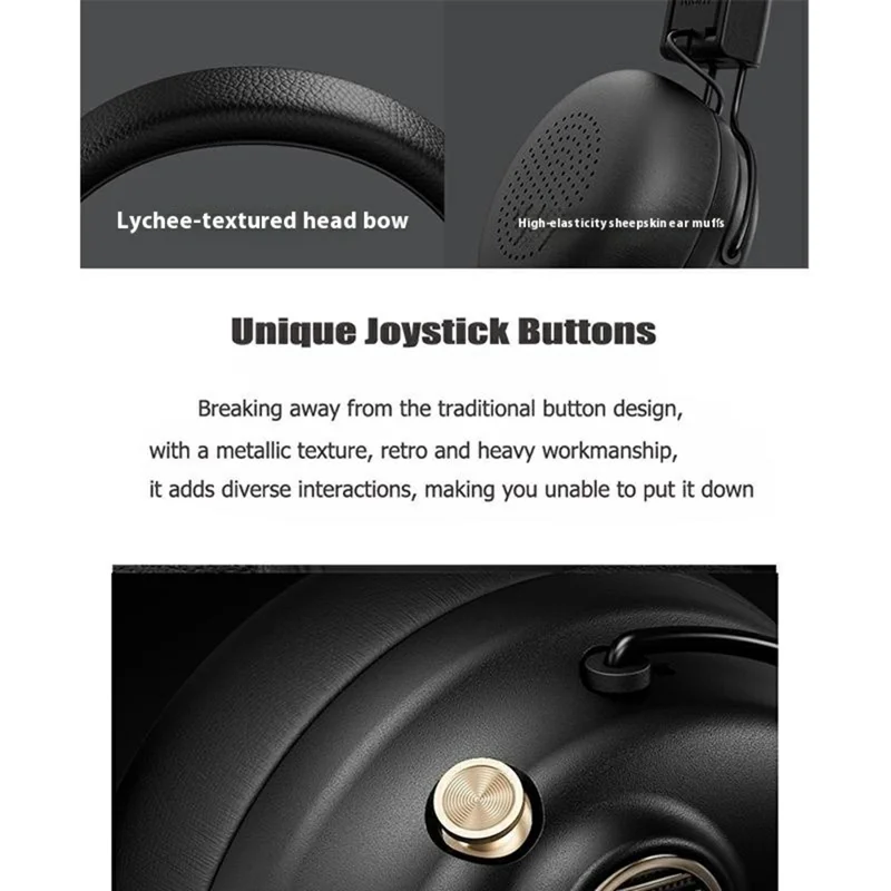 FUNK High Fidelity ANC Bluetooth-Compatible Headphone Surround Sound Headset with AAC Codec and Microphone - Black