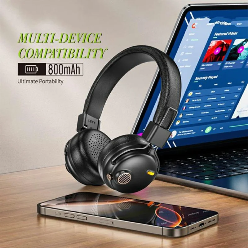 FUNK High Fidelity ANC Bluetooth-Compatible Headphone Surround Sound Headset with AAC Codec and Microphone - White