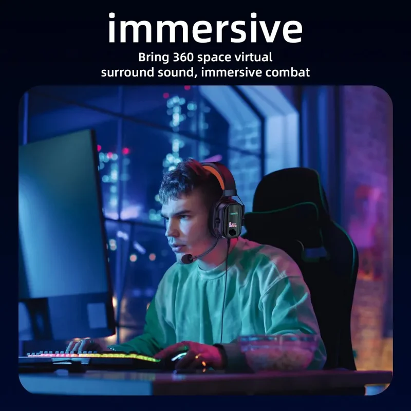 TRANYOO T-H5 2m Wired Gaming Headset Stereo Sound Over-Ear Headphones with Microphone