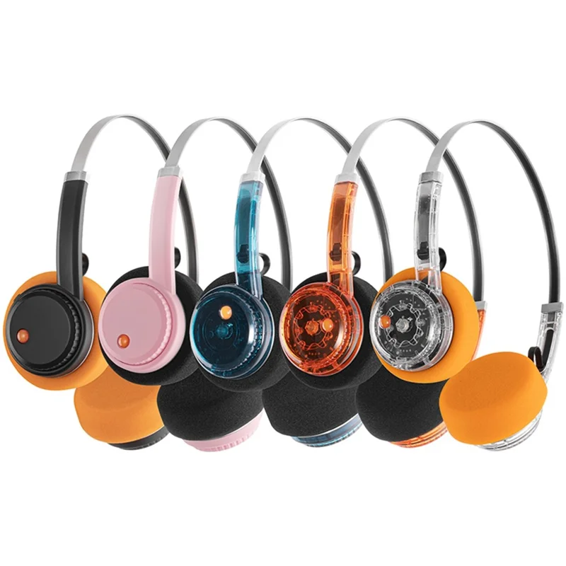LC6300 Wireless Bluetooth-Compatible Headphone Retro HIFI Stereo Deep Bass DJ Music Headset - Transparent
