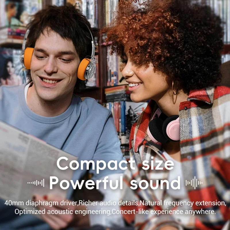 LC6300 Kabellose Bluetooth-kompatible Kopfhörer Retro HIFI Stereo Deep Bass DJ Musikheadset - Transparent Blau