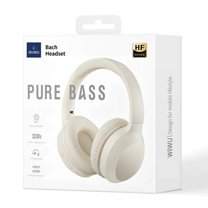 WIWU TD-01 Wireless Bluetooth-compatible Headphones Pure Bass Stereo Over Ear Headset - White