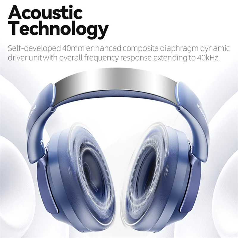 GT6 Wireless PC Gaming Headset Noise Cancelling Over Ear Bluetooth-Compatible Headphone - Blue