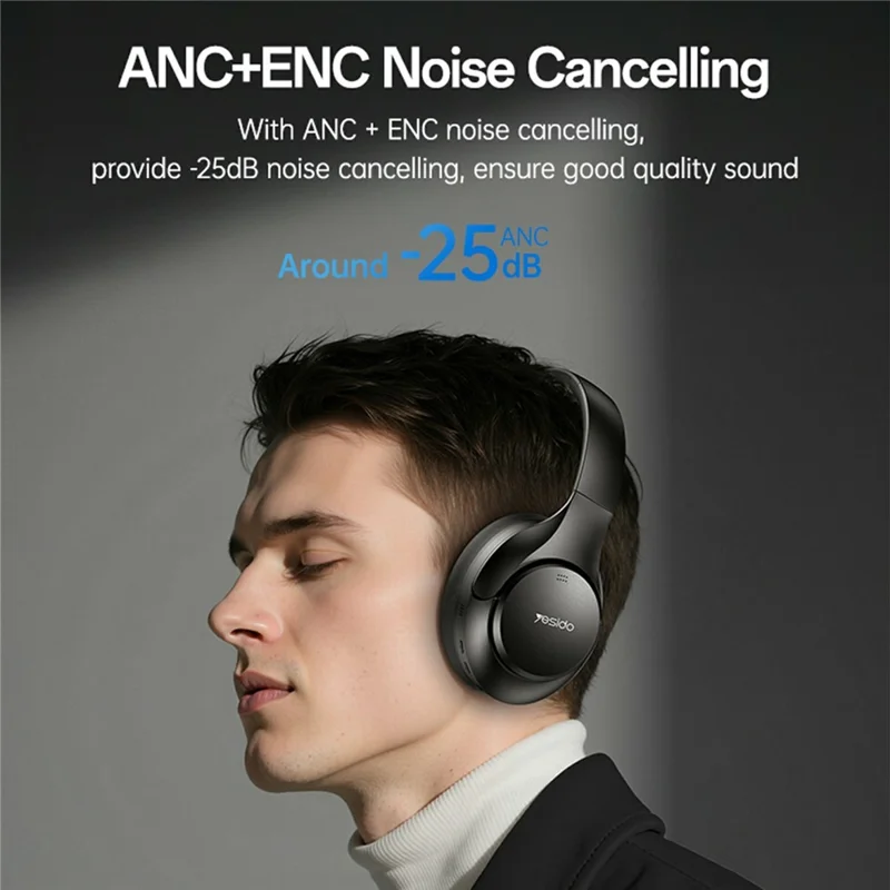YESIDO EP09 HiFi Sound Wireless Headphones ANC + ENC Noise Cancellation Bluetooth-compatible Headset