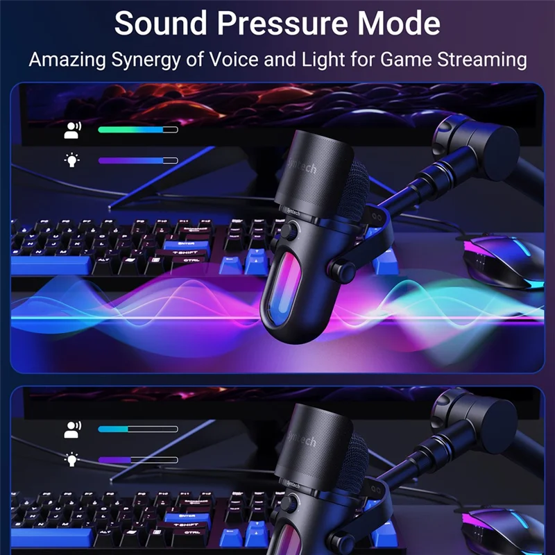 SYNTECH M100 RGB-kondensatormikrofon för gaming HiFi-inspelning Studionivå ljudmikrofon för gaming / direktsändning