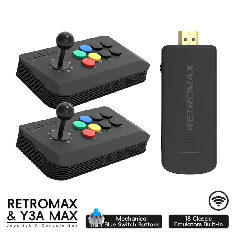 DATA FROG Y3A MAX 2 قطعة يد تحكم أركيد محطة ألعاب مع عصا ألعاب لاسلكية M8 دعم مخرج فيديو HD