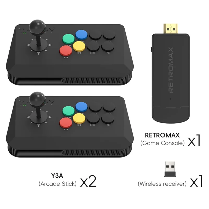 DATA FROG Y3A MAX 2 قطعة يد تحكم أركيد محطة ألعاب مع عصا ألعاب لاسلكية M8 دعم مخرج فيديو HD