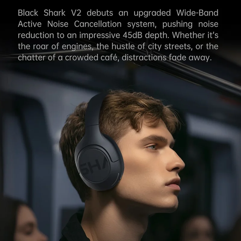 BLACK SHARK V2 Cuffie Bluetooth a bassa latenza compatibili Cuffie wireless Over Ear con cancellazione del rumore ANC - Nero