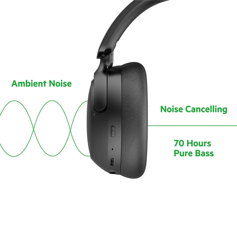 BUDI EP51B Wireless Noise Canceling Stereo Headphones Crystal Clear Calls Foldable Headset