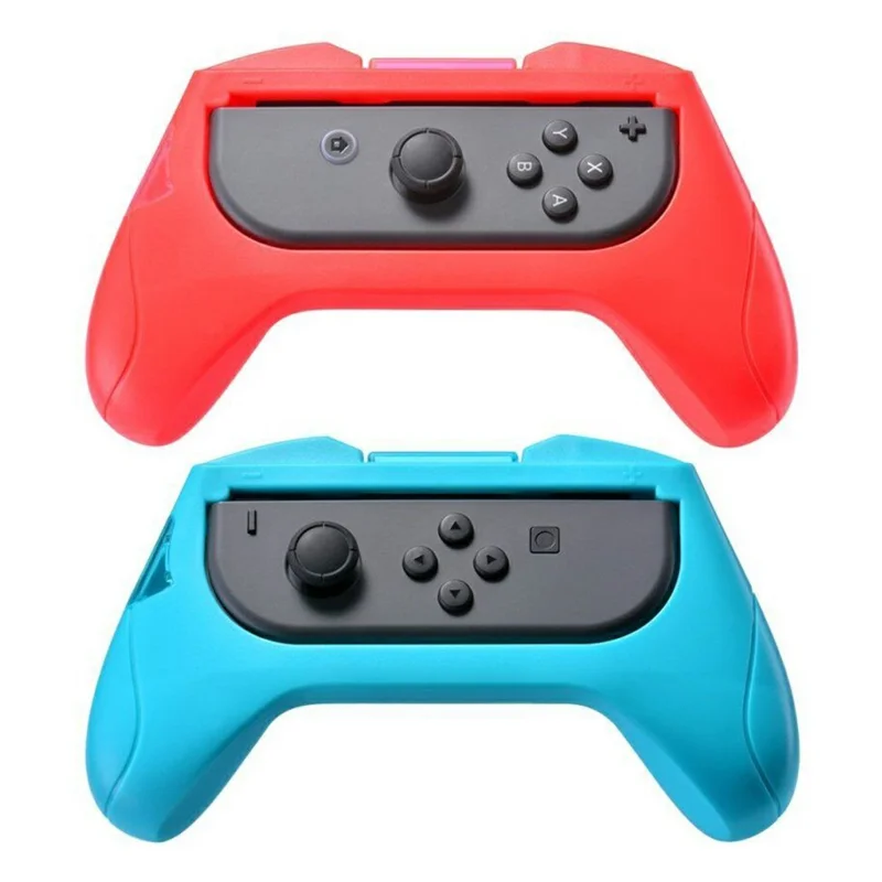 2 unidades para Nintendo Switch Controller Grip Handle Esquerdo Direito Antiderrapante - Vermelho + Azul