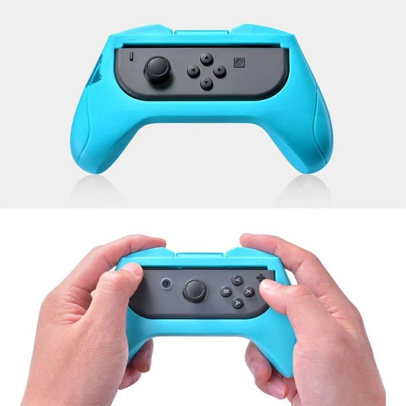 2 unidades para Nintendo Switch Controller Grip Handle Esquerdo Direito Antiderrapante - Vermelho + Azul
