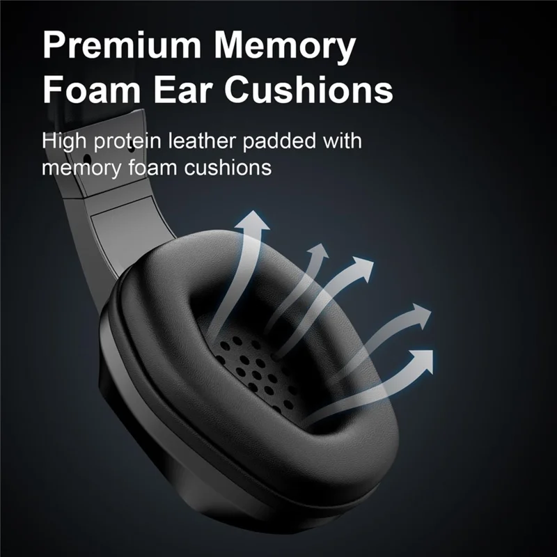 OY733 Over-Ear Bluetooth-Compatible Gaming Headset Low Latency Esports Headphones with External Microphone and LED Lighting - Black