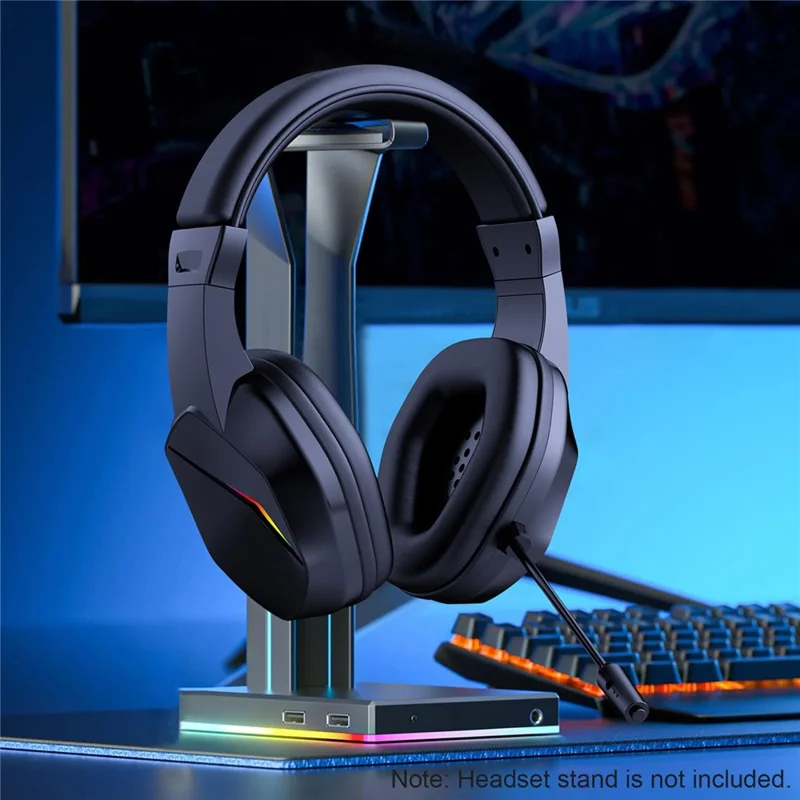 OY733 Over-Ear Bluetooth-Compatible Gaming Headset Low Latency Esports Headphones with External Microphone and LED Lighting - Black