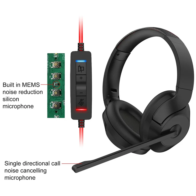 OY832 USB Wired Ear Hook Headset ENC Dual Microphone Noise Canceling Headphones for Team Meetings