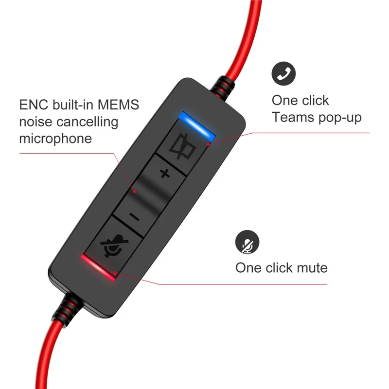 OY832 USB Wired Ear Hook Headset ENC Dual Microphone Noise Canceling Headphones for Team Meetings