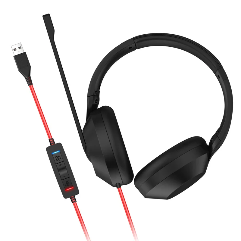 OY832 USB Wired Ear Hook Headset ENC Dual Microphone Noise Canceling Headphones for Team Meetings