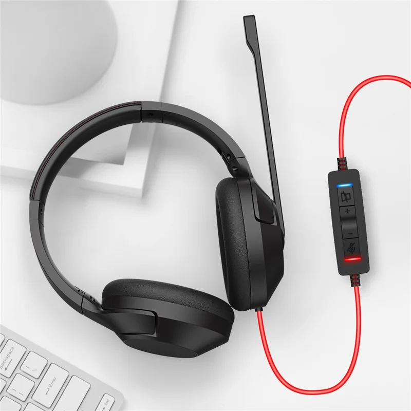 OY832 USB Wired Ear Hook Headset ENC Dual Microphone Noise Canceling Headphones for Team Meetings