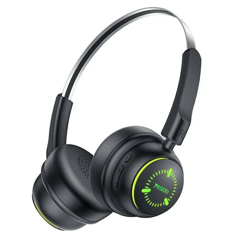 YESIDO EP15 Bezprzewodowe Słuchawki dla Dzieci, Bluetooth, Nauszne Słuchawki z Kolorowymi Efektami Świecących LED - Czarny