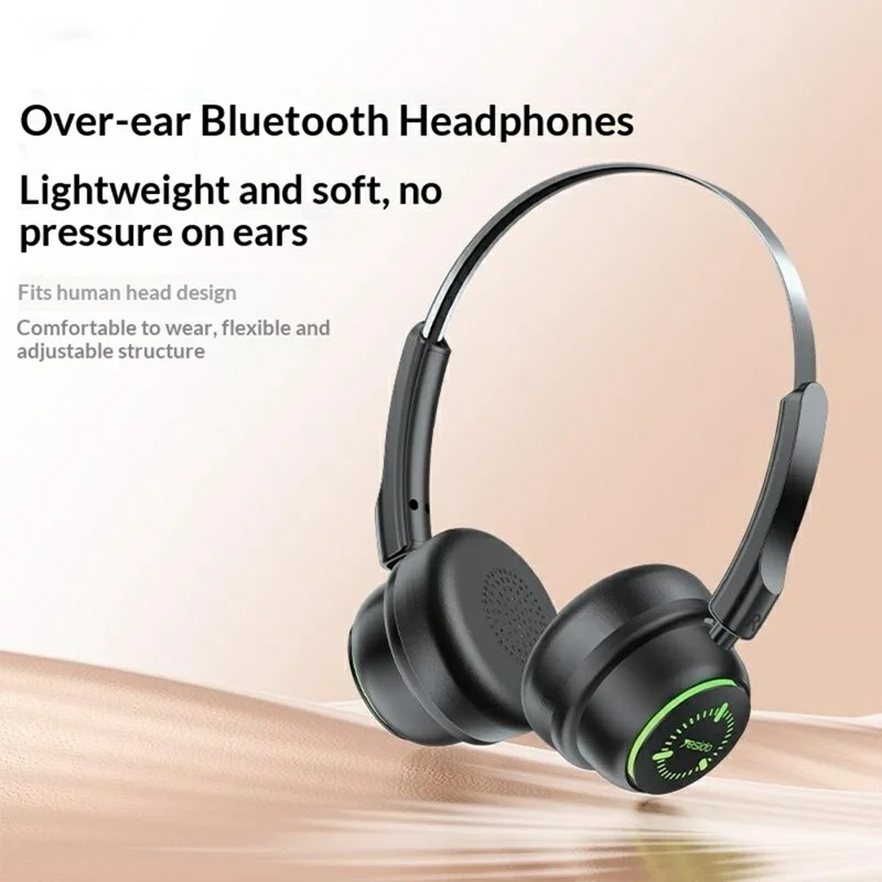 YESIDO EP15 Bezprzewodowe Słuchawki dla Dzieci, Bluetooth, Nauszne Słuchawki z Kolorowymi Efektami Świecących LED - Czarny